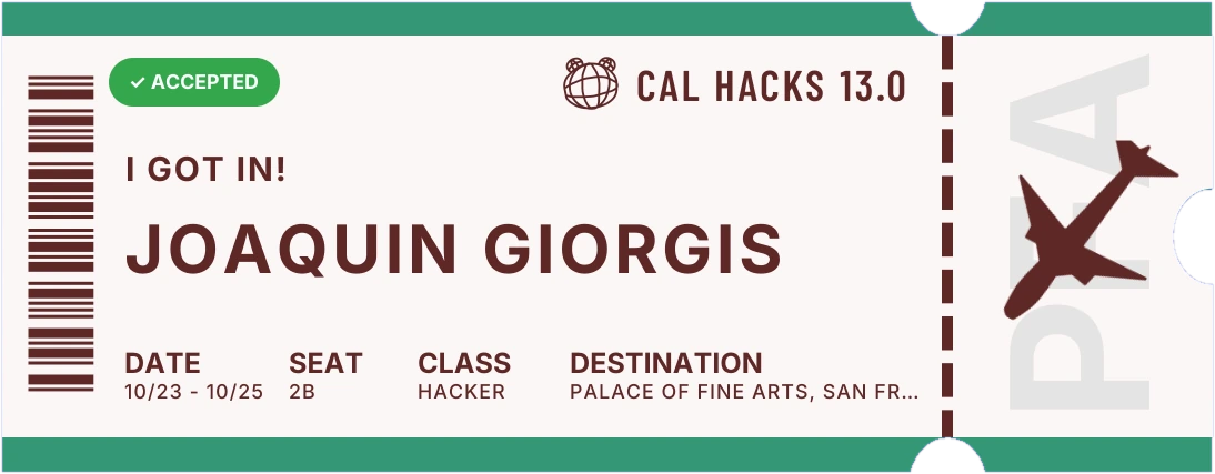 Entrada aceptada de Joaquín Giorgis para Cal Hacks 13.0